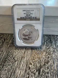 2000 “FROSTED RING” Panda Silver Coin 1oz 10 Yuan NBC 69 Beautiful Coin! - Picture 1 of 5