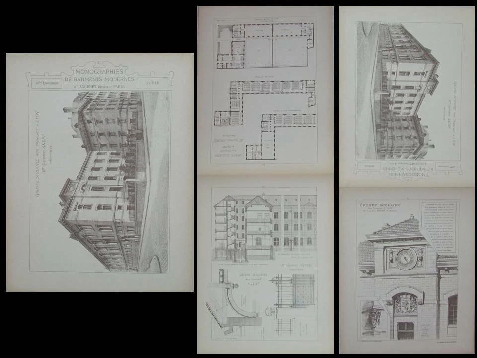 LYON, ECOLE JEAN ROSTAND - GRAVURES ARCHITECTURE 1890 - GASPARD ANDRE - Photo 1/1