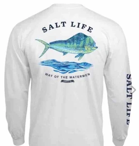 CAMISETA SALT LIFE Blanca MAHI ENCUADERNADA" MANGA LARGA BOLSILLO XXXLARGE PARA HOMBRE 3X NUEVA CON ETIQUETAS - Imagen 1 de 1