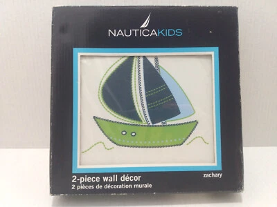 Nautica Kids 2 piezas Arte de pared decoración tapiz "Zachary" veleros. Nuevo en caja Foto 1 de 2