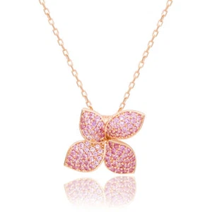 Suzy Levian Pink Sapphire & Diamond Accent in Rose Sterling Silver Abstract F... - Picture 1 of 2