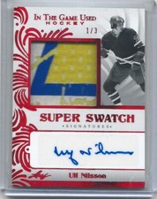 2022/23 LEAF IN THE GAME ULF NILSSON 3 COLOR SUPER SWATCH AUTO/JERSEY CARD #d1/3