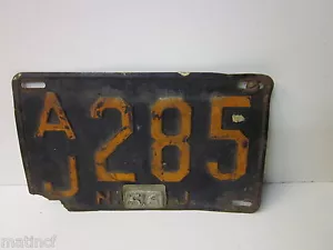 Vintage 1956 License Plate.....AJ 285...N56J" - Picture 1 of 2