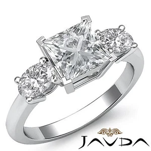 Classic 3 Stone Basket Set Princess Cut Diamond Engagement Ring GIA G VS2 1.5 Ct - Picture 1 of 5