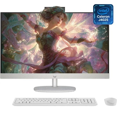 HP 21.5 in All in One Desktop PC FHD Intel Celeron J4025 UPTO 64GB RAM 2TB SSD - Image 1 of 4