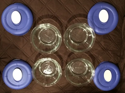 Qty 4 - New Pyrex Glass Bowls 1&2/3 cup 8200 w/ Vented Lids - Image 1 of 4