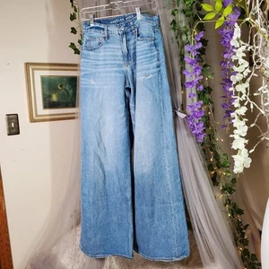 Jeans donna American Eagle super high rise gamba ultra larga taglia 2 usati in ottime condizioni lunghi 33" - Foto 1 di 6