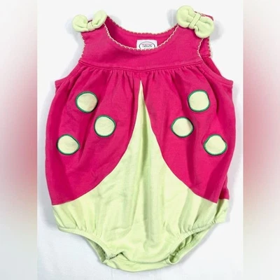 TALBOTS KIDS Vintage Rosa y Verde Ladybug Arco Correa Burbuja Una Pieza Talla 6M Foto 1 de 4