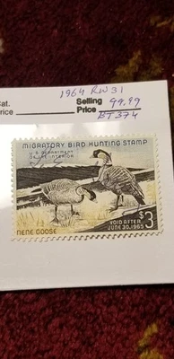 USA 1964 $3 Duck Migratory Bird Hunting Stamp Scott#RW31 Rare Find IDbt314. - Image 1 of 3