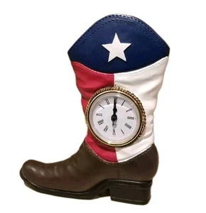 Texas Themed Wall Clock Texas Flag Boot Shaped Wall Clock - 7.5" X 8.5" - Picture 1 of 2