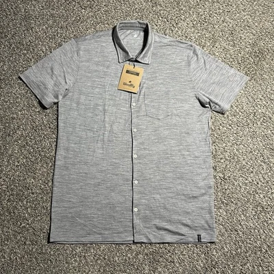 Woolly Everyday Merino Wool Shirt Size L Gray Short Sleeve Button Up - New - Image 1 of 4