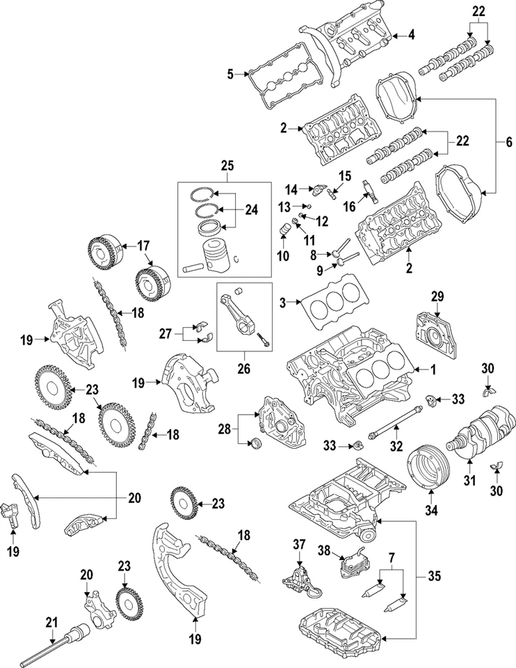 Подлинный главный подшипник коленчатого вала двигателя Audi 06E-105-591-AB-GLB - Изображение 1 из 1