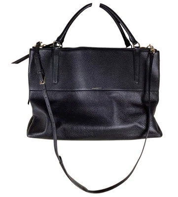 COACH Pebbled Leather Large Borough Bag Black Gold 21829 - Image 1 of 4