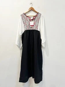 Impresionante vestido midi de lino talla única de Nina Leuca de diseñador nuevo con etiquetas - Imagen 1 de 6