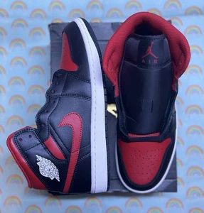 Nike Air Jordan 1 Mid Men's UK 8/ EUR 42.5 - Black/ Varsity Red - Summit White - Picture 1 of 7