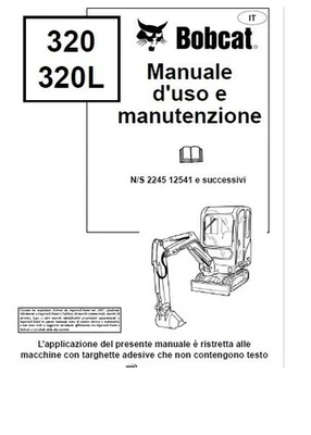 CD Libretto Manuale uso e manutenzione BOBCAT 320 320L  in italiano - Immagine 1 di 2