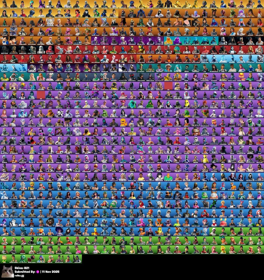 Fortnite 821 Skns OG Renegade Raider,Black Knight,Wonder,Eon,FishStick CONTACT M - Image 1 of 4