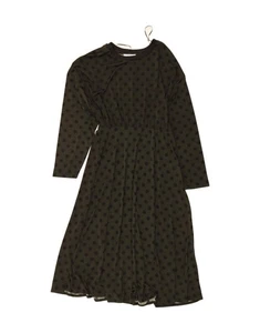 ZARA Womens 3/4 Sleeve Maxi Dress UK 10 Small Green Polka Dot Polyester PG12 - Picture 1 of 3