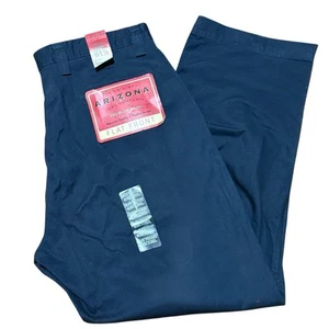 Arizona Premium Khaki Men’s 36x29 Navy Blue Flat Front Pants - Picture 1 of 8