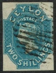 Ceylon 1857 2/- Dull Blue 4m Lovely Colour Scarce VG/Fine Used Cat. £1,300.00 - Picture 1 of 2
