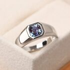 Alexandrite Ring For Men's Asscher Cut Color Changing Gemstone Ring For Husband
