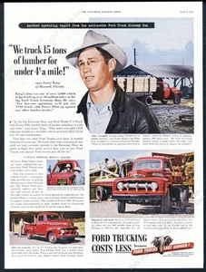 1951 Ford stepside red pickup truck F8 4 photo vintage print ad - Picture 1 of 1
