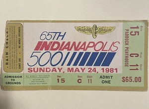 1981 65th Running INDY Indianapolis 500 Race Used Ticket Stub Unser Andretti - Picture 1 of 2