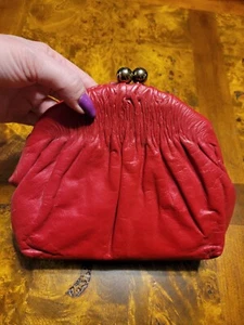 Clutch Handtasche rot Leder - Bild 1 von 6