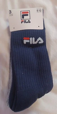 FILA Crew Mens Socks Size 6-12 Blue White Black - Image 1 of 4