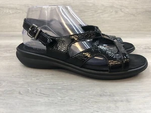 Ecco Women's EUR 41 Black Patent Leather Slip-On Wedge Strappy Slingback Sandal - Picture 1 of 9