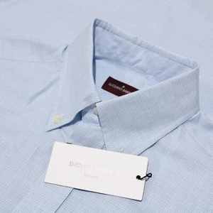 Luciano Barbera NWT Casual Button Down Shirt Size M US Blue Small Plaid Cotton - Picture 1 of 9