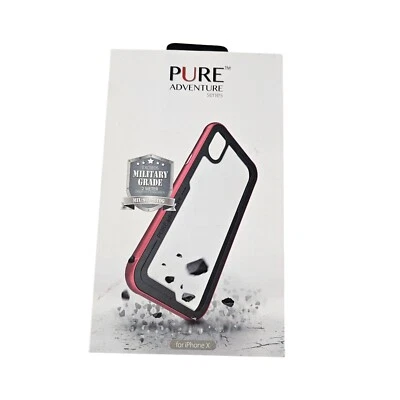 iPhone X  Military Grade Case Pure Adventure Red Clear Hard Shell Alluminium  - Image 1 of 4