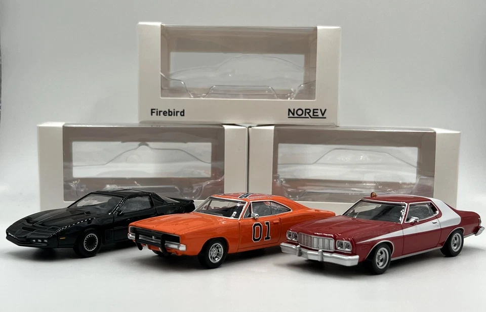 3 Auto Serie TV Pontiac Kitt + Charger Sceriffo + Torino Starsky e Hutch 1/43 - Immagine 1 di 4