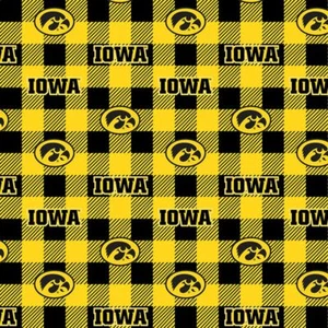 University of Iowa Hawkeyes Buffalo Plaid Fleece Fabric-NCAA Blanket Fabric - Picture 1 of 1