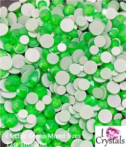 ELECTRIC NEON GREEN MIX 2088 12ss 16ss 20ss IHC Austrian Flatback Rhinestones - Picture 1 of 12