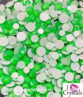 ELECTRIC NEON GREEN MIX 2088 12ss 16ss 20ss IHC Austrian Flatback Rhinestones - Image 1 of 4