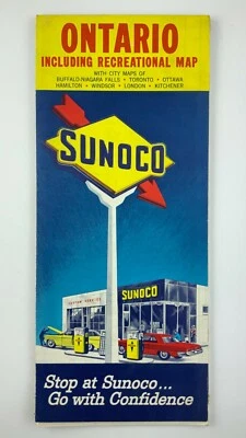 1964 Road Map Of Ontario Province Recreational By Sunoco Sun Oil Company 745A - Image 1 of 4