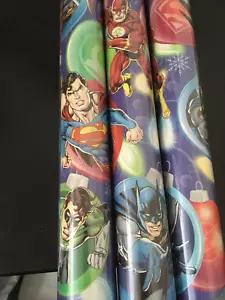 DC Comics Justice League GIFT WRAP WRAPPING PAPER ROLL HOLIDAY 60 SQ. FT - Picture 1 of 2