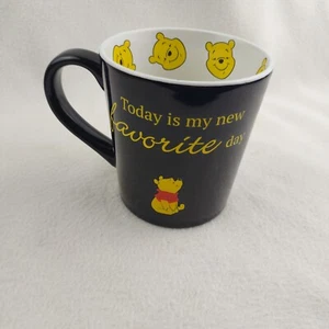 NEW Winnie The Pooh TODAY IS MY NEW FAVORITE DAY Black and Yellow Coffee Mug Cup - Picture 1 of 8