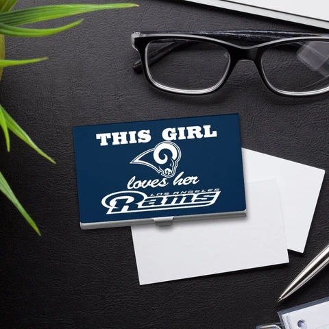 This Girl Loves Her Los Angeles Rams Fan Business Card Case ID Credit Wallet Cover