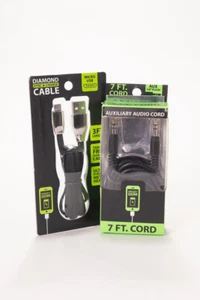Diamond Sync and Charge Cable and 7' Aux Audio Cord - Picture 1 of 2