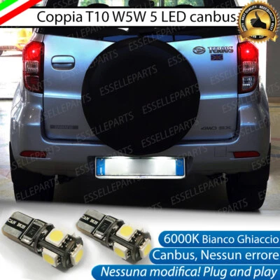 COPPIA LUCI TARGA T10 5 LED W5W DAIHATSU TERIOS MK2 II CANBUS 6000K BIANCO - Immagine 1 di 4