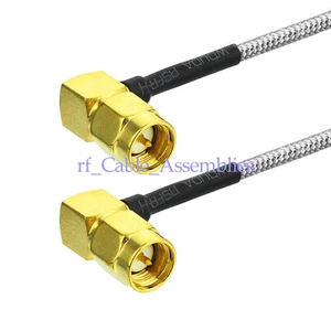 SMA right angle male to SMA plug RA Adapter Semi-Flexible cable RG405 10cm - Picture 1 of 3