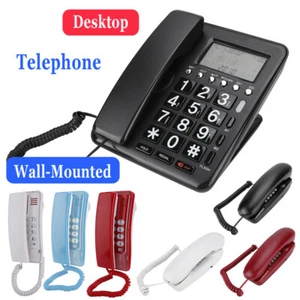 Wall Mounted/Desktop Corded Telephone Landline Wired Fixed Phone for Home Office - Photo 1 sur 87