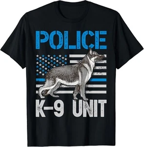 Police K-9 Unit T shirt Thin Blue Line Officer Dog Costume Gift Unisex T-Shirt - Picture 1 of 3