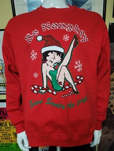 VTG 2004 Womens Betty Boop Be Naughty Crewneck Holiday Sweatshirt Large NEW NWT - Picture 1 of 3