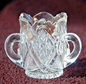 Clear Glass TOOTHPICK HOLDER ~ 3 Handle Elegant Pressed Glass ~ Vintage - Picture 1 of 4