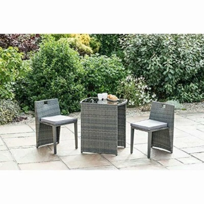 SPOT ON DEALZ Rattan Garden Furniture Bistro Sets of 2 Chairs Patio Table and Chairs-Repacked