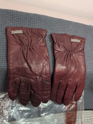 Guantes de Colección Etienne Aigner Forrados de Lana Cuero Borgoña Hechos en Italia Talla 8 Foto 1 de 4