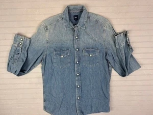 Gap Size 2 Womens Chambray Top Shirt Pearl Button Up Cotton Med Wash - Picture 1 of 4